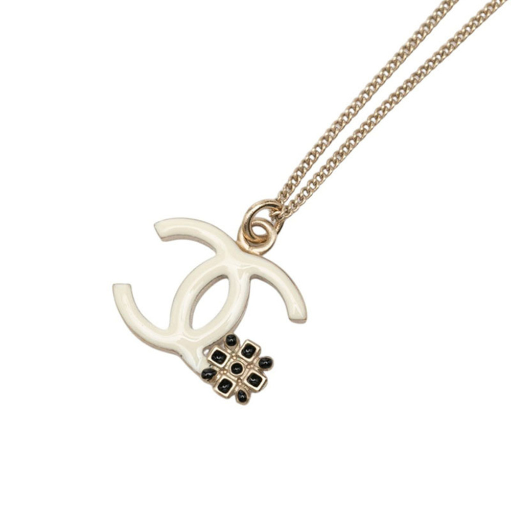 CHANEL Silver Logo Necklace